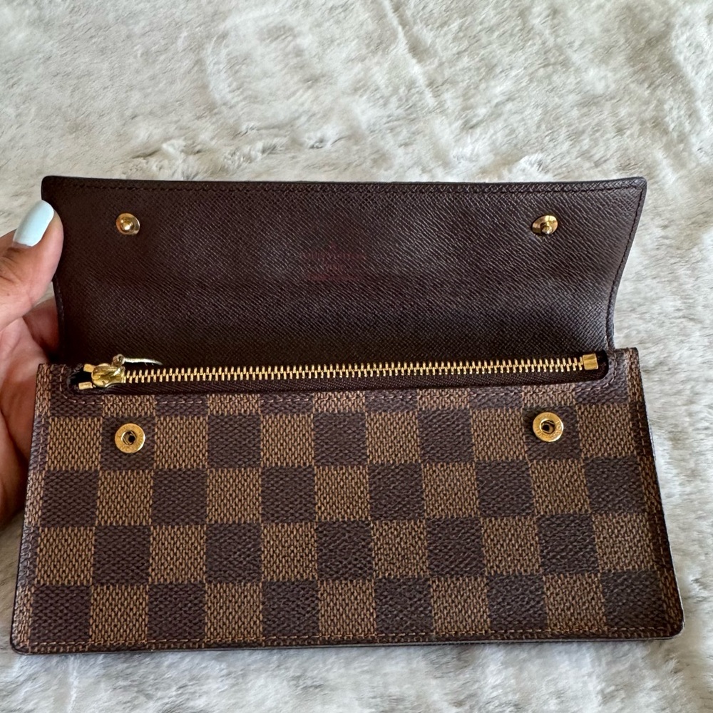 Louis Vuitton Damier Ebene Accordeon Long Wallet with Chain. P0230 - Picture 12 of 17